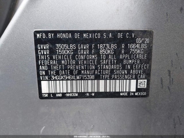 3HGGK5H6XLM715398 Honda Fit Sport