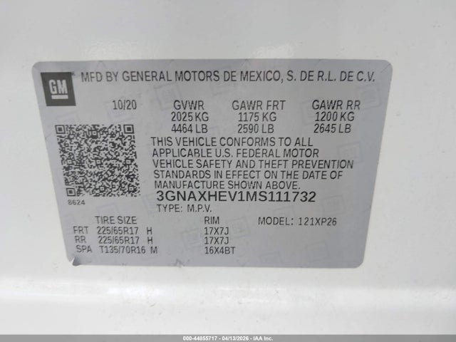 2021 CHEVROLET EQUINOX 3GNAXHEV1MS111732 Photo 8