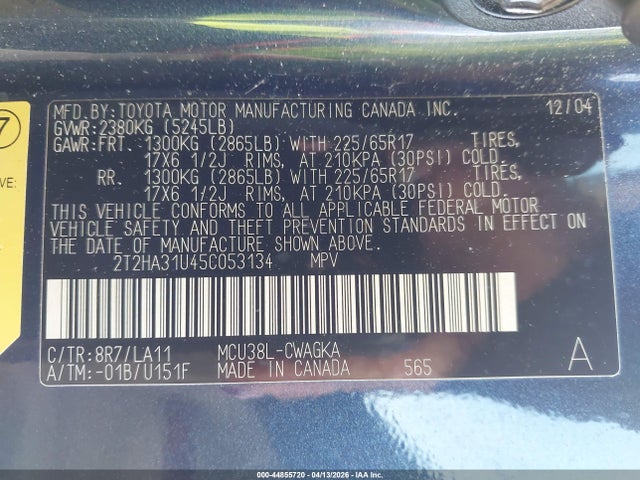 Продаж на аукціоні авто 2005 Lexus Rx 330, vin: 2T2HA31U45C053134, номер лоту: 44855720