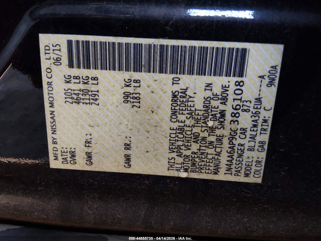 1N4AA6AP9GC386108 Nissan Maxima 3.5 Sl