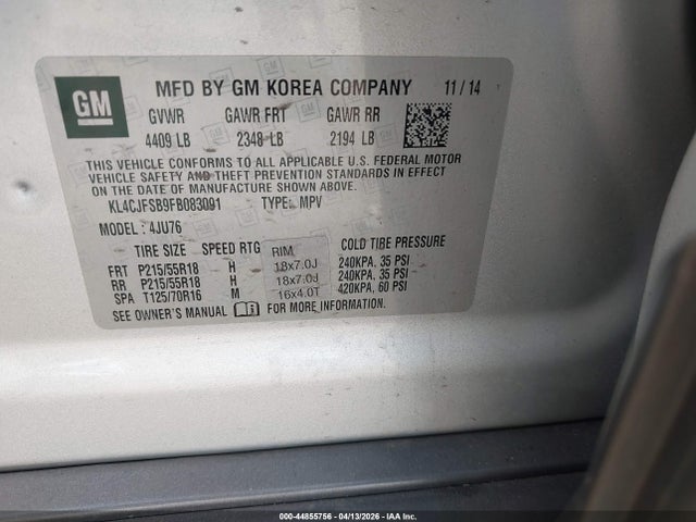 Продаж на аукціоні авто 2015 Buick Encore Convenience, vin: KL4CJFSB9FB083091, номер лоту: 44855756