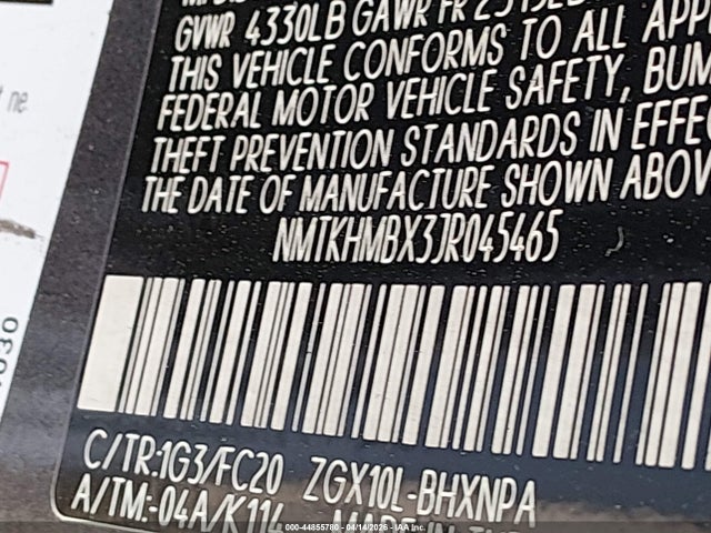 44855780 :رقم المزاد ، NMTKHMBX3JR045465 vin ، 2018 Toyota C-hr Xle Premium مزاد بيع