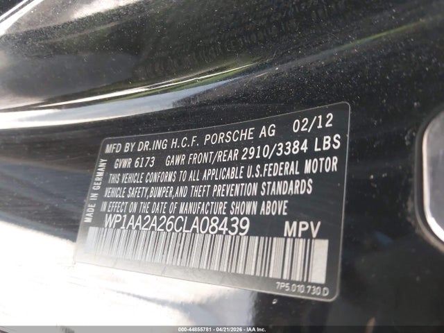 2012 Porsche Cayenne მანქანა იყიდება აუქციონზე, vin: WP1AA2A26CLA08439, აუქციონის ნომერი: 44855781