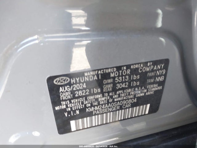 2025 Hyundai Ioniq 6 Se მანქანა იყიდება აუქციონზე, vin: KMHM24AA0SA090804, აუქციონის ნომერი: 44855820