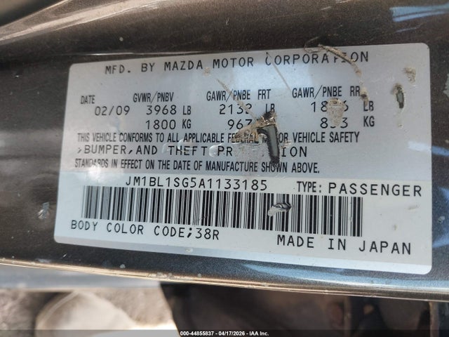 44855837 :رقم المزاد ، JM1BL1SG5A1133185 vin ، 2010 Mazda Mazda3 I Touring مزاد بيع