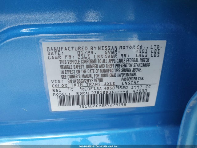 Продажа на аукционе авто 2024 Nissan Sentra Sv Xtronic Cvt, vin: 3N1AB8CV2RY279798, номер лота: 44855838