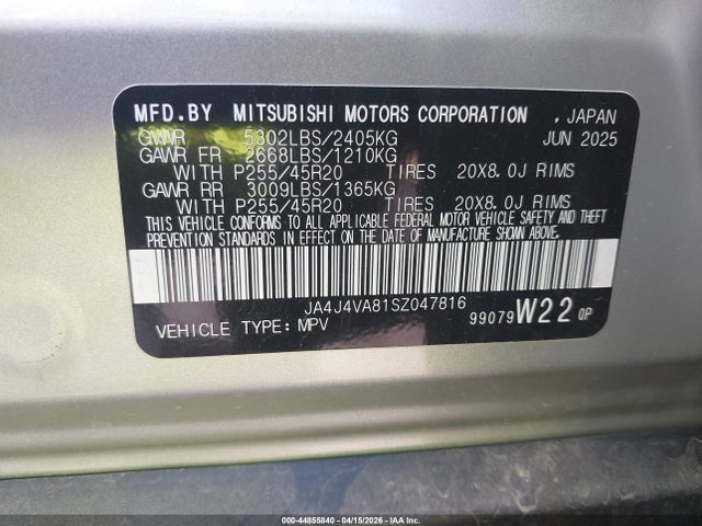 2025 MITSUBISHI OUTLANDER JA4J4VA81SZ047816 Photo 8