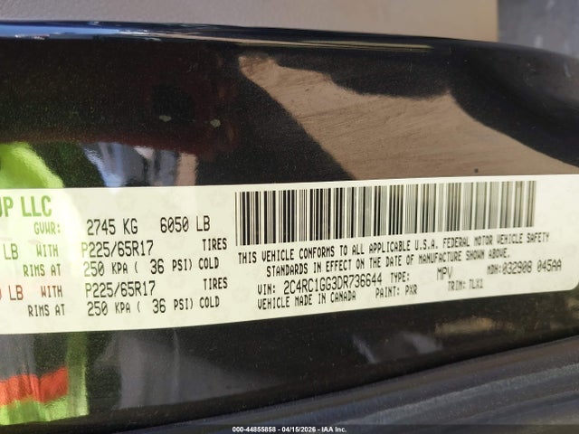 44855858 :رقم المزاد ، 2C4RC1GG3DR736644 vin ، 2013 Chrysler Town & Country Limited مزاد بيع