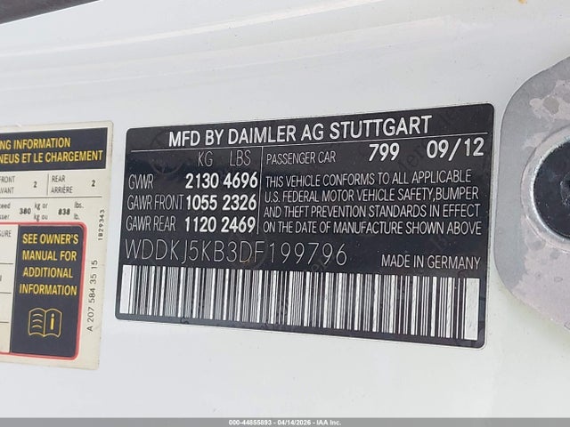 2013 Mercedes-benz E 350 მანქანა იყიდება აუქციონზე, vin: WDDKJ5KB3DF199796, აუქციონის ნომერი: 44855893