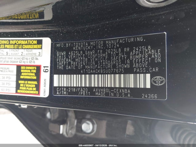 4T1DAACK8SU077675 Toyota CAMRY LE