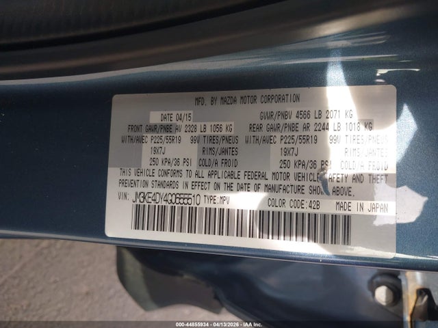44855934 :رقم المزاد ، JM3KE4DY4G0655510 vin ، 2016 Mazda Cx-5 Grand Touring مزاد بيع