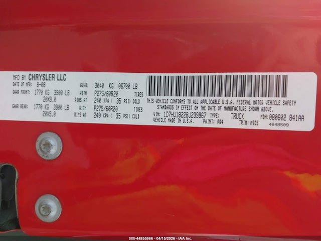 Продажа на аукционе авто 2008 Dodge Ram 1500 Slt, vin: 1D7HU18228J239967, номер лота: 44855966