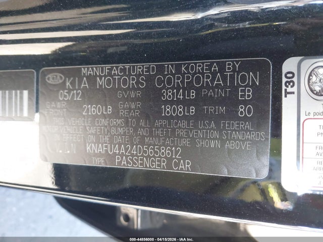 Aukcja sprzedaży 2013 Kia Forte Ex, vin: KNAFU4A24D5658612, numer aukcji: 44856000