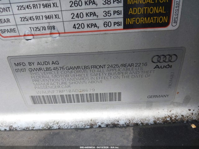 2008 AUDI A3 WAUNF78P18A028679 Photo 8