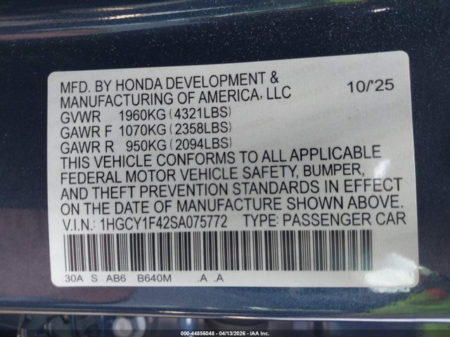 Honda ACCORD SE 2025 1HGCY1F42SA075772 Image 9