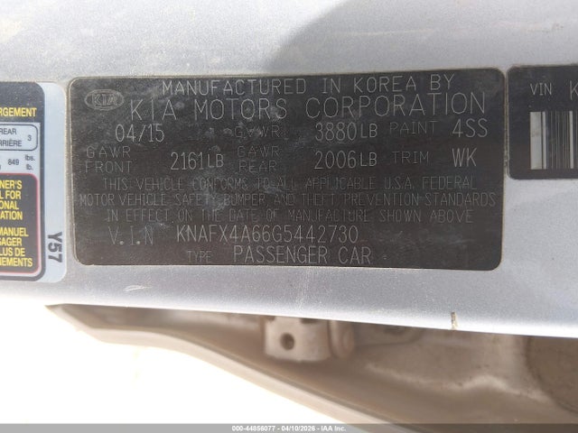 KNAFX4A66G5442730 KIA FORTE LX