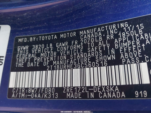 Toyota Corolla S Plus 2016 2T1BURHE3GC560516 Image 9