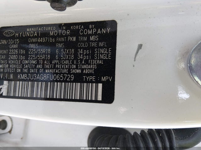 KM8JU3AG8FU065729 Hyundai Tucson Limited