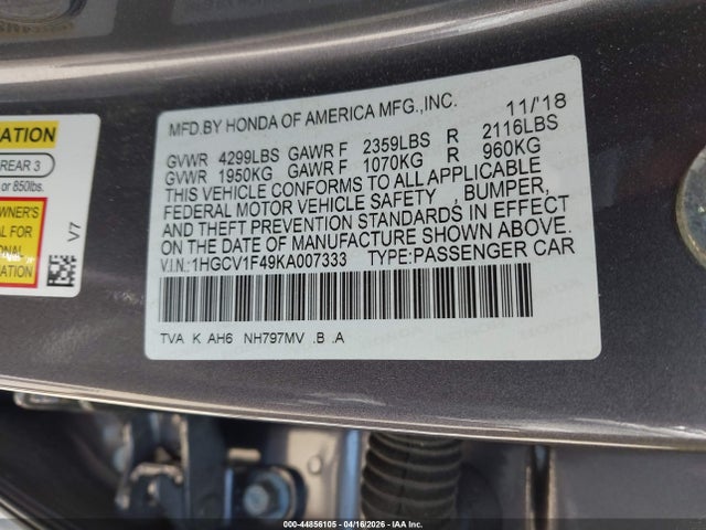 1HGCV1F49KA007333 Honda ACCORD EX