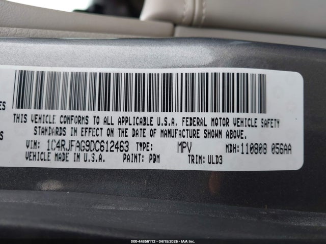 44856112 :رقم المزاد ، 1C4RJFAG9DC612463 vin ، 2013 Jeep Grand Cherokee Laredo مزاد بيع