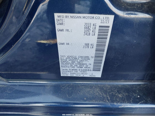 1N4BL4CW0RN350886 Nissan Altima Sr Intelligent Awd