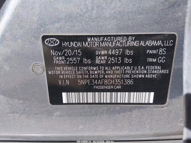 Продажа на аукционе авто 2016 Hyundai Sonata Limited, vin: 5NPE34AF8GH351386, номер лота: 44856115