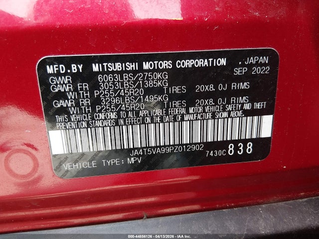 Продажа на аукционе авто 2023 Mitsubishi Outlander Phev 40th Anniversary S-awc/sel S-awc, vin: JA4T5VA99PZ012902, номер лота: 44856126