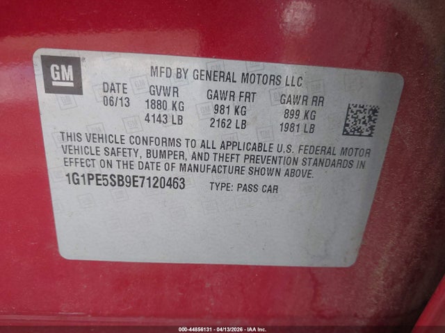 1G1PE5SB9E7120463 Chevrolet Cruze 2lt Auto