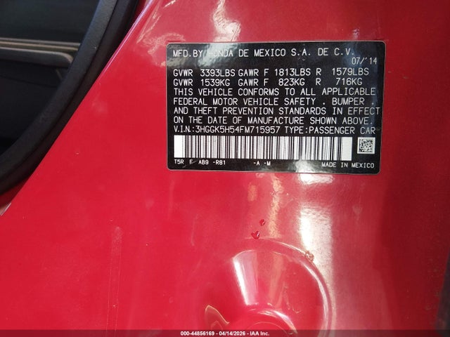 3HGGK5H54FM715957 Honda FIT LX