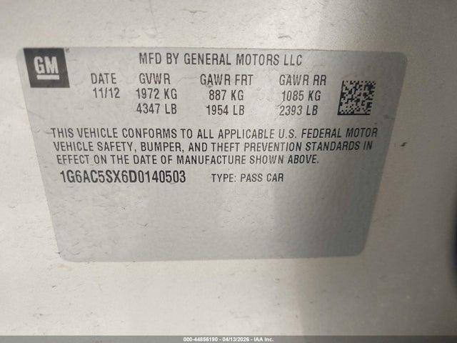 2013 Cadillac Ats Performance მანქანა იყიდება აუქციონზე, vin: 1G6AC5SX6D0140503, აუქციონის ნომერი: 44856190