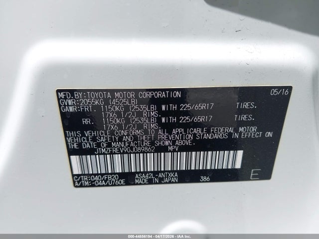 JTMZFREV9GJ089862 Toyota RAV4 LE
