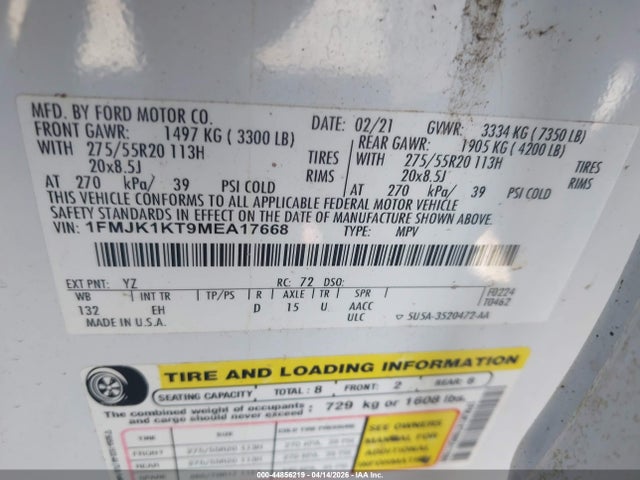 2021 FORD EXPEDITION 1FMJK1KT9MEA17668 Photo 8