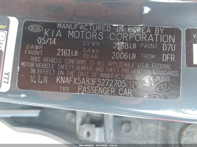 2015 Kia Forte Ex მანქანა იყიდება აუქციონზე, vin: KNAFX5A83F5272705, აუქციონის ნომერი: 44856222