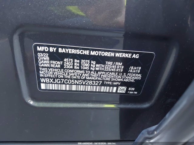 WBXJG7C05N5V28327 BMW X1 Sdrive28i
