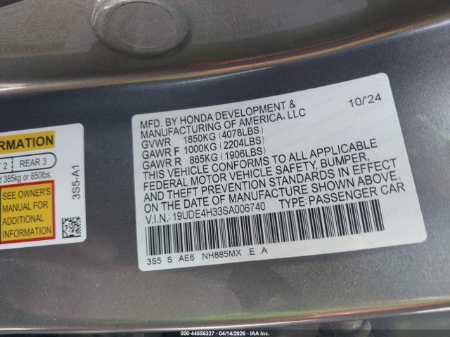 2025 Acura Integra A-spec მანქანა იყიდება აუქციონზე, vin: 19UDE4H33SA006740, აუქციონის ნომერი: 44856327