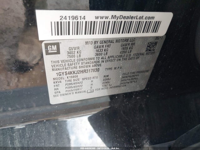 Продаж на аукціоні авто 2017 Cadillac Escalade Esv Platinum, vin: 1GYS4KKJ2HR317830, номер лоту: 44856369