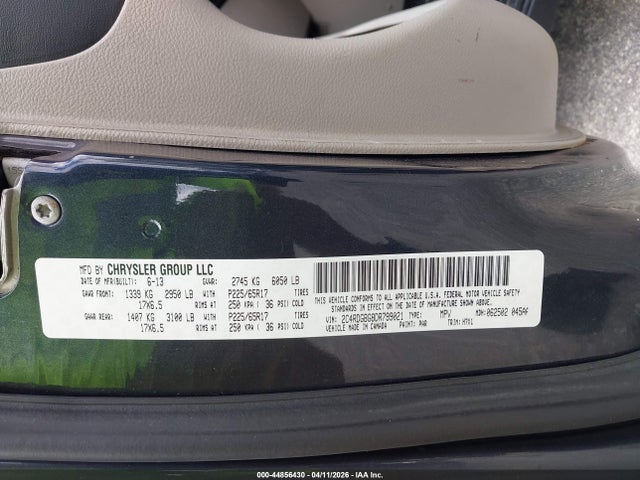 Aukcja sprzedaży 2013 Dodge Grand Caravan Se, vin: 2C4RDGBG8DR799021, numer aukcji: 44856430