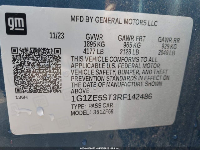 1G1ZE5ST3RF142486 Chevrolet Malibu Fwd 2lt