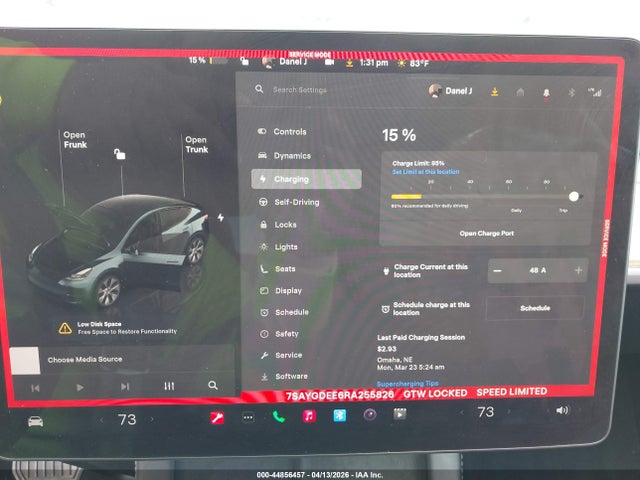 44856457 :رقم المزاد ، 7SAYGDEE6RA255826 vin ، 2024 Tesla Model Y Long Range Dual Motor All-wheel Drive مزاد بيع
