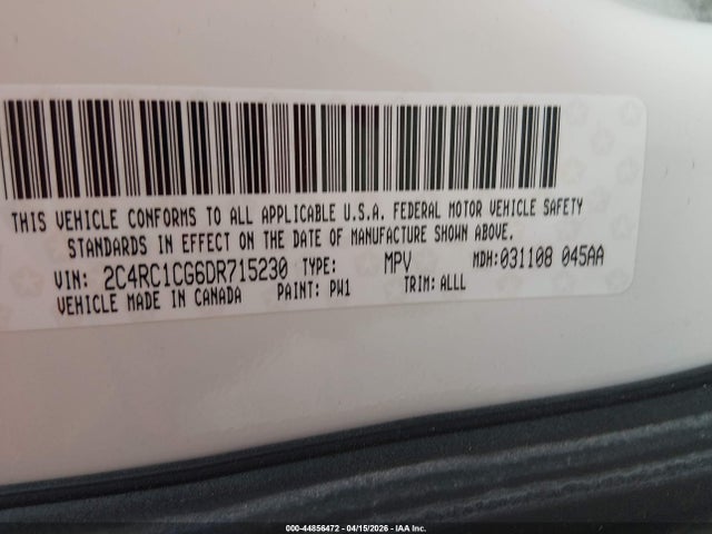 44856472 :رقم المزاد ، 2C4RC1CG6DR715230 vin ، 2013 Chrysler Town & Country Touring-l مزاد بيع