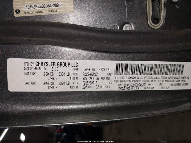 Aukcja sprzedaży 2014 Jeep Patriot Limited, vin: 1C4NJRCB3ED546280, numer aukcji: 44856488