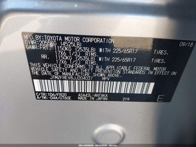 JTMZFREV8JJ204037 Toyota RAV4 LE