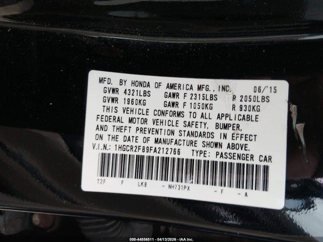 Honda Accord Ex-l 2015 1HGCR2F89FA212766 Image 9