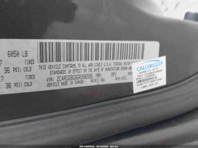 Aukcja sprzedaży 2016 Dodge Grand Caravan Se, vin: 2C4RDGBG8GR396595, numer aukcji: 44856545
