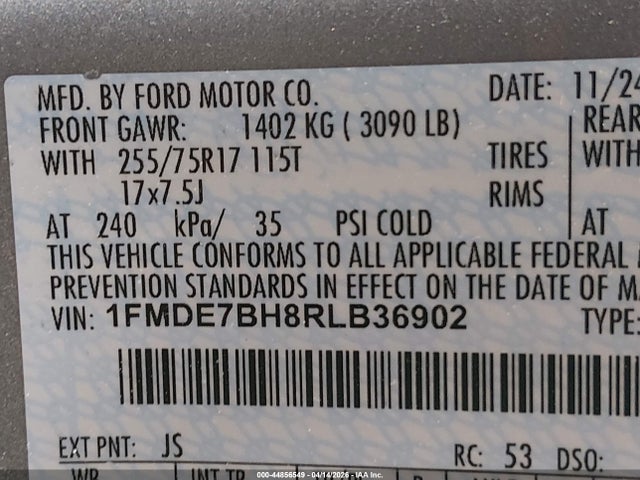 Продаж на аукціоні авто 2024 Ford Bronco Big Bend, vin: 1FMDE7BH8RLB36902, номер лоту: 44856549