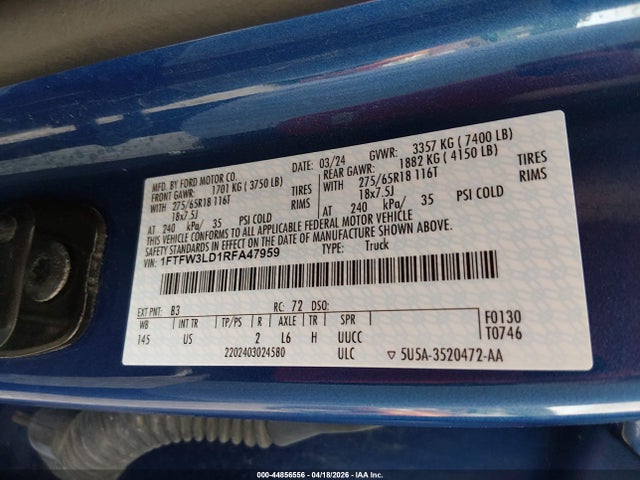 2024 FORD F-150 1FTFW3LD1RFA47959 Photo 8