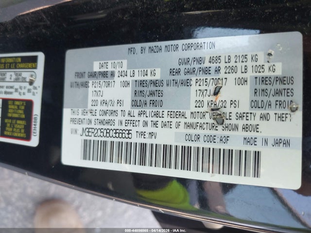 Aukcja sprzedaży 2011 Mazda Cx-7 I Touring, vin: JM3ER2C50B0356635, numer aukcji: 44856565