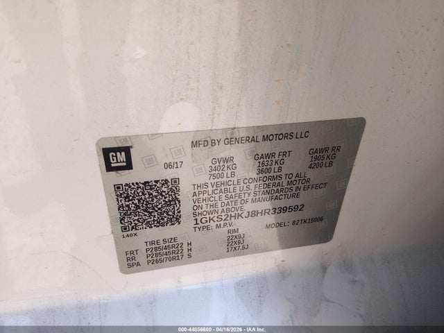Aukcja sprzedaży 2017 Gmc Yukon Xl Denali, vin: 1GKS2HKJ8HR339592, numer aukcji: 44856600