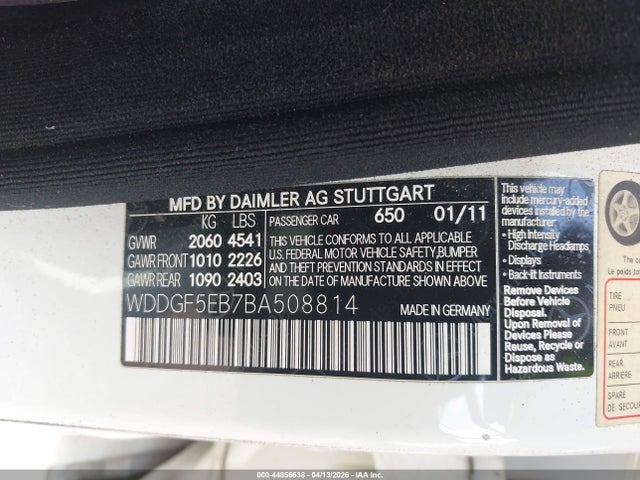 44856638 :رقم المزاد ، WDDGF5EB7BA508814 vin ، 2011 Mercedes-benz C 300 Luxury/sport مزاد بيع