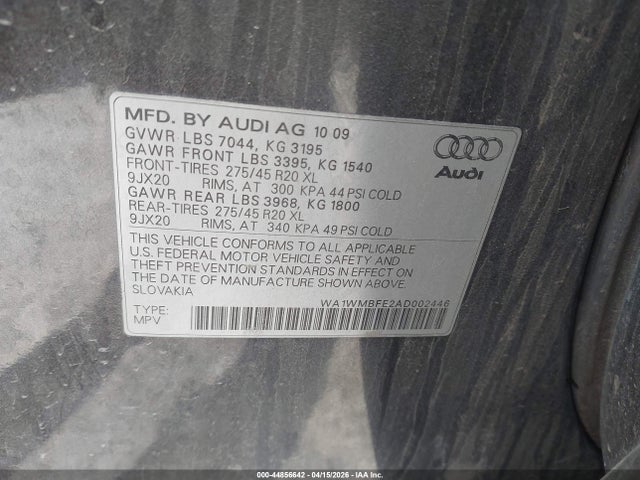 Продаж на аукціоні авто 2010 Audi Q7 3.0 Tdi Premium, vin: WA1WMBFE2AD002446, номер лоту: 44856642